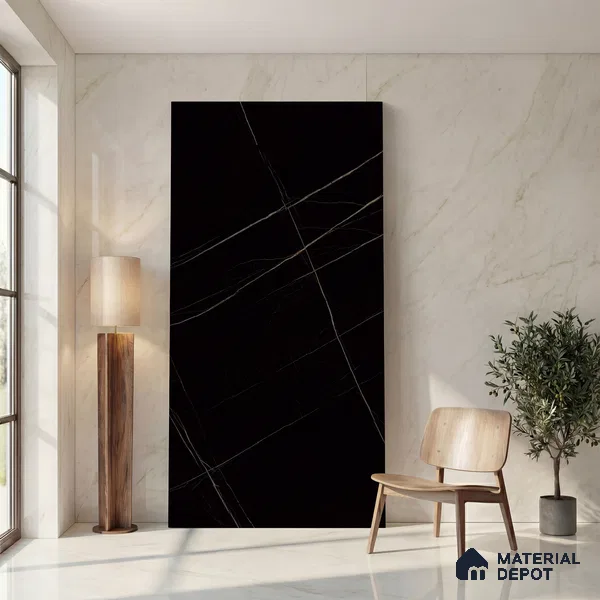 Marble Look Wall & Floor Tile TL 05841 Saint Laurent 8 ft x 4 ft Matte Finish Vitrified Large Format Tile - 9 mm | Suitable for Living Room, Bedroom, Office | Adhesive and Spacers Must be Used During Installation