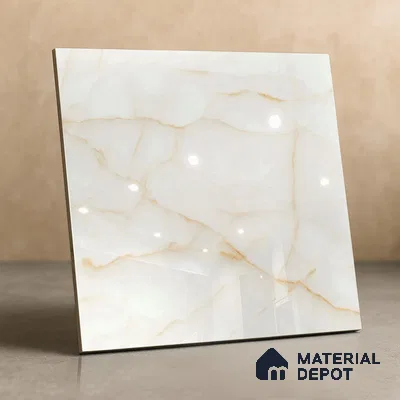 TL 02243 Sky Cream Onyx 2 ft x 2 ft Glossy Finish Vitrified Tile - 9 mm | Suitable For Living Room, Bedroom, Kitchen