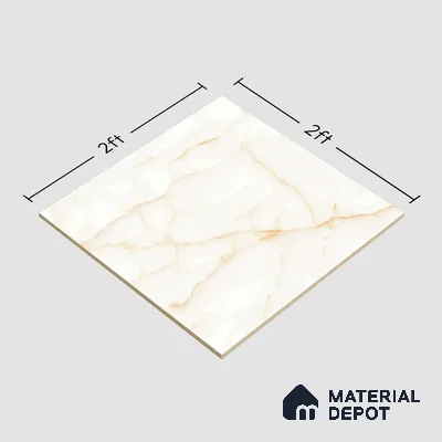 TL 02243 Sky Cream Onyx 2 ft x 2 ft Glossy Finish Vitrified Tile - 9 mm | Suitable For Living Room, Bedroom, Kitchen