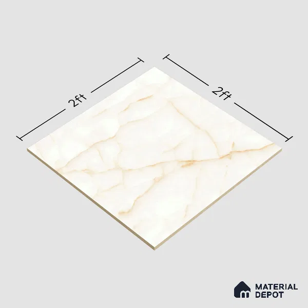 TL 02243 Sky Cream Onyx 2 ft x 2 ft Glossy Finish Vitrified Tile - 9 mm | Suitable For Living Room, Bedroom, Kitchen