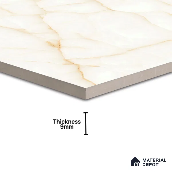 TL 02243 Sky Cream Onyx 2 ft x 2 ft Glossy Finish Vitrified Tile - 9 mm | Suitable For Living Room, Bedroom, Kitchen