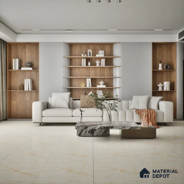 TL 02243 Sky Cream Onyx 2 ft x 2 ft Glossy Finish Vitrified Tile - 9 mm | Suitable For Living Room, Bedroom, Kitchen