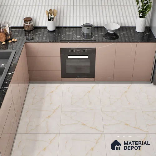 TL 02243 Sky Cream Onyx 2 ft x 2 ft Glossy Finish Vitrified Tile - 9 mm | Suitable For Living Room, Bedroom, Kitchen