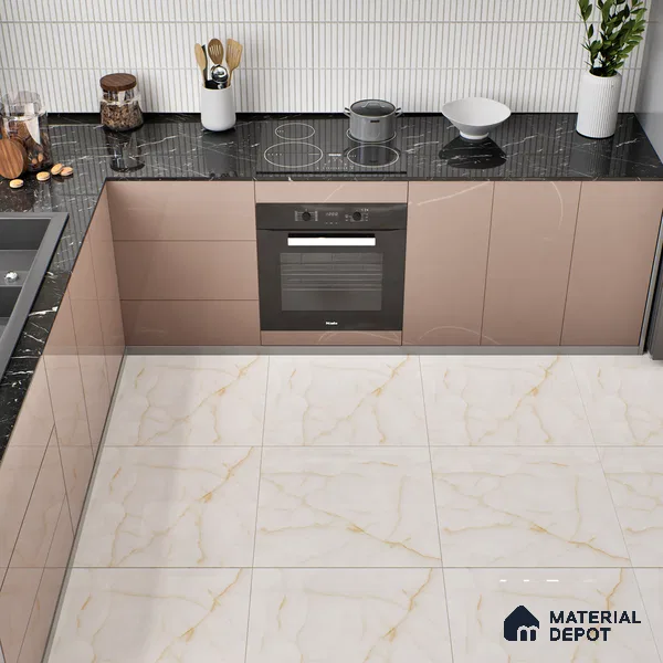 TL 02243 Sky Cream Onyx 2 ft x 2 ft Glossy Finish Vitrified Tile - 9 mm | Suitable For Living Room, Bedroom, Kitchen