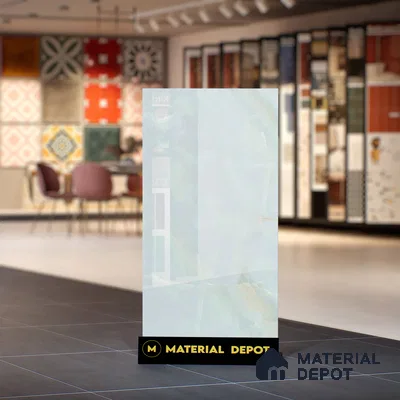 Marble Floor & Wall Tile TL 00908 Sky Onyx 4 ft x 2 ft Random Face Glossy Finish Vitrified Tile - 9 mm | Suitable For living Room, Bedroom, Bathroom | Random Designs