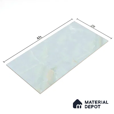 Marble Floor & Wall Tile TL 00908 Sky Onyx 4 ft x 2 ft Random Face Glossy Finish Vitrified Tile - 9 mm | Suitable For living Room, Bedroom, Bathroom | Random Designs