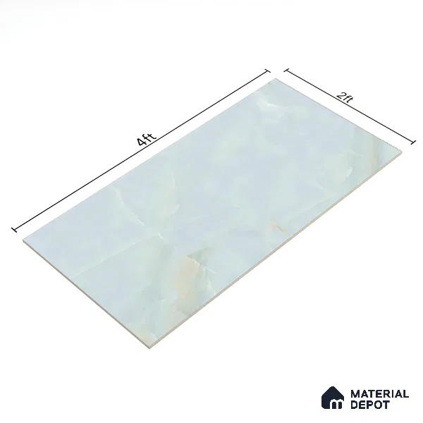 Marble Floor & Wall Tile TL 00908 Sky Onyx 4 ft x 2 ft Random Face Glossy Finish Vitrified Tile - 9 mm | Suitable For living Room, Bedroom, Bathroom | Random Designs