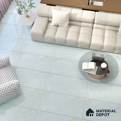 Marble Floor & Wall Tile TL 00908 Sky Onyx 4 ft x 2 ft Random Face Glossy Finish Vitrified Tile - 9 mm | Suitable For living Room, Bedroom, Bathroom | Random Designs