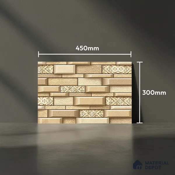 TL 05778 Slate Cream 450x300 mm Glossy Finish Ceramic Wall Tile - 7 mm