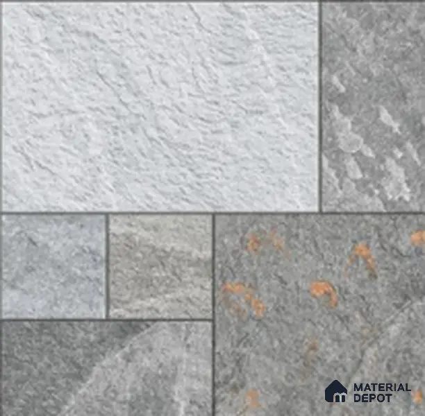 Budget Friendly Stone Look Value for Money Parking Slate Grey Floor Tile 16 x 16 inch | TL 00660 | Vitrified Matte Finish Tile - 12 mm | Suitable For Parking, Outdoor, Balcony & Terrace | Pattern Alignment May Vary | 2-3 mm Spacer is Mandatory
