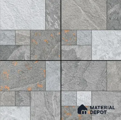 Budget Friendly Stone Look Value for Money Parking Slate Grey Floor Tile 16 x 16 inch | TL 00660 | Vitrified Matte Finish Tile - 12 mm | Suitable For Parking, Outdoor, Balcony & Terrace | Pattern Alignment May Vary | 2-3 mm Spacer is Mandatory