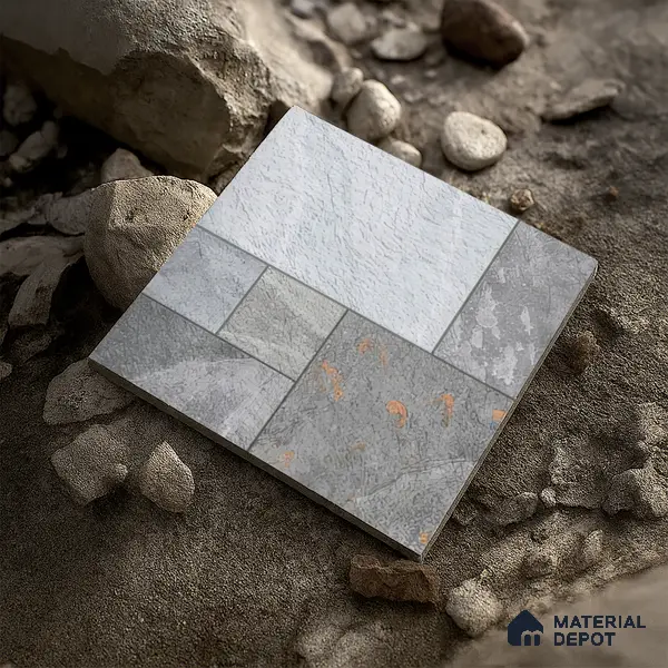 Budget Friendly Stone Look Value for Money Parking Slate Grey Floor Tile 16 x 16 inch | TL 00660 | Vitrified Matte Finish Tile - 12 mm | Suitable For Parking, Outdoor, Balcony & Terrace | Pattern Alignment May Vary | 2-3 mm Spacer is Mandatory
