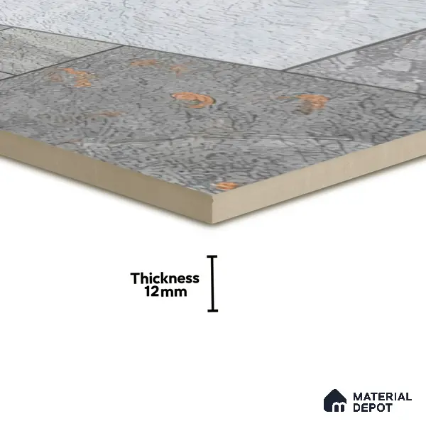 Budget Friendly Stone Look Value for Money Parking Slate Grey Floor Tile 16 x 16 inch | TL 00660 | Vitrified Matte Finish Tile - 12 mm | Suitable For Parking, Outdoor, Balcony & Terrace | Pattern Alignment May Vary | 2-3 mm Spacer is Mandatory