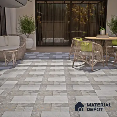 Budget Friendly Stone Look Value for Money Parking Slate Grey Floor Tile 16 x 16 inch | TL 00660 | Vitrified Matte Finish Tile - 12 mm | Suitable For Parking, Outdoor, Balcony & Terrace | Pattern Alignment May Vary | 2-3 mm Spacer is Mandatory