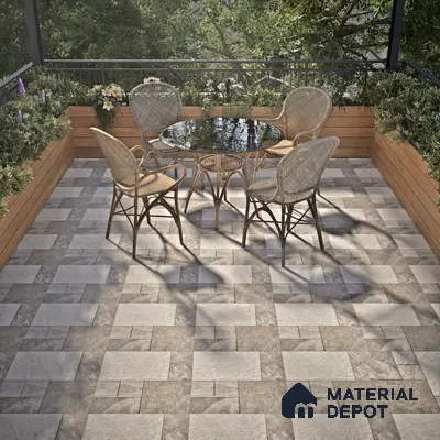 Budget Friendly Stone Look Value for Money Parking Slate Grey Floor Tile 16 x 16 inch | TL 00660 | Vitrified Matte Finish Tile - 12 mm | Suitable For Parking, Outdoor, Balcony & Terrace | Pattern Alignment May Vary | 2-3 mm Spacer is Mandatory