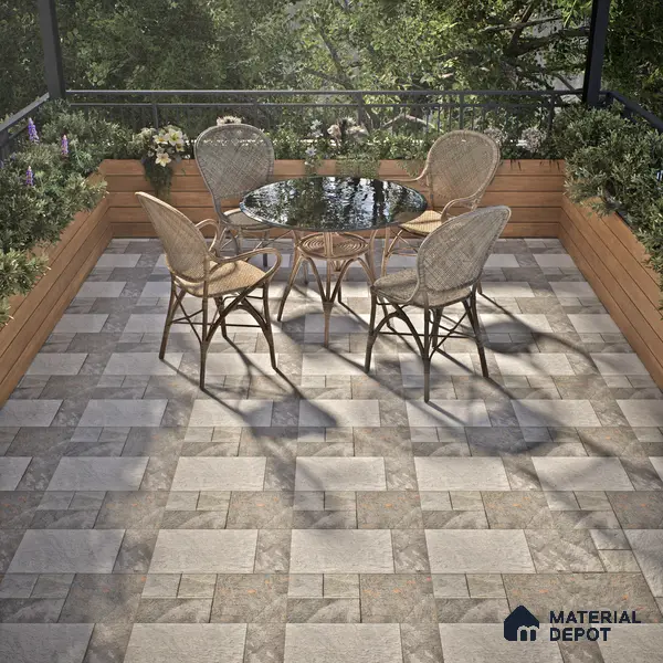 Budget Friendly Stone Look Value for Money Parking Slate Grey Floor Tile 16 x 16 inch | TL 00660 | Vitrified Matte Finish Tile - 12 mm | Suitable For Parking, Outdoor, Balcony & Terrace | Pattern Alignment May Vary | 2-3 mm Spacer is Mandatory