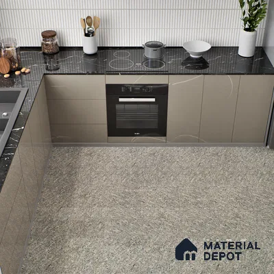 Double Charge Floor & Wall Tile TL 00977 Dualcore Slate Grey 2 ft x 2 ft Vitrified Glossy Finish - 9 mm | Suitable for Bedroom, Living Room, Office & Bathroom Wall