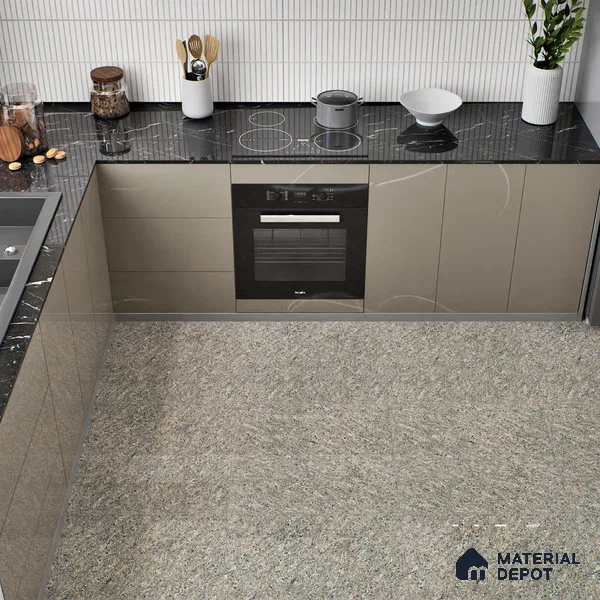 Double Charge Floor & Wall Tile TL 00977 Dualcore Slate Grey 2 ft x 2 ft Vitrified Glossy Finish - 9 mm | Suitable for Bedroom, Living Room, Office & Bathroom Wall