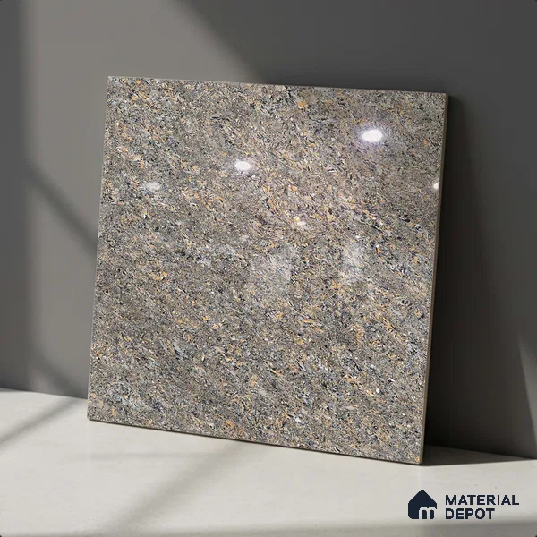 Double Charge Floor & Wall Tile TL 00977 Dualcore Slate Grey 2 ft x 2 ft Vitrified Glossy Finish - 9 mm | Suitable for Bedroom, Living Room, Office & Bathroom Wall