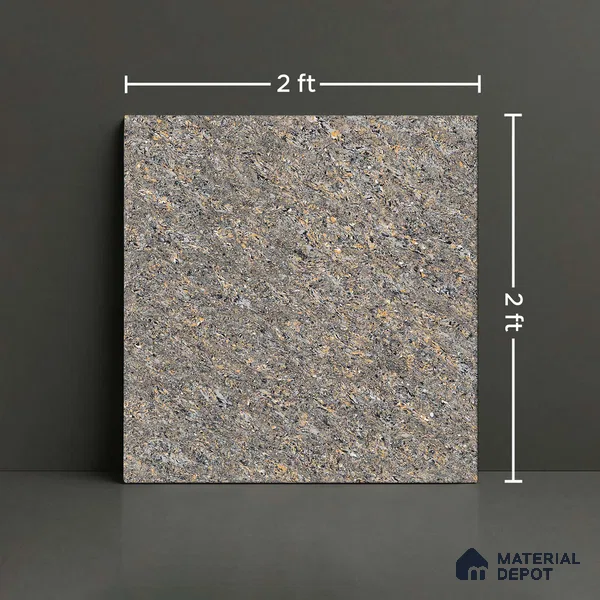 Double Charge Floor & Wall Tile TL 00977 Dualcore Slate Grey 2 ft x 2 ft Vitrified Glossy Finish - 9 mm | Suitable for Bedroom, Living Room, Office & Bathroom Wall