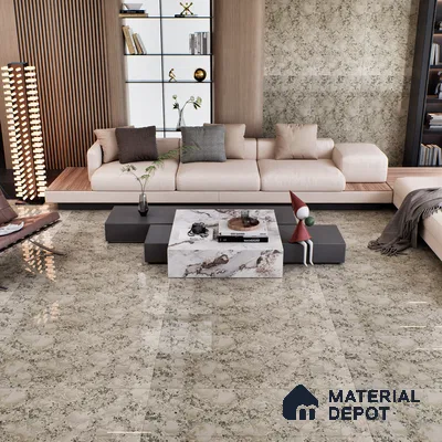 Marble Floor & Wall Tile TL 04411 Pista Smoke 4 ft x 2 ft Glossy Finish Granite Look Double Charge Vitrified Tile - 9 mm