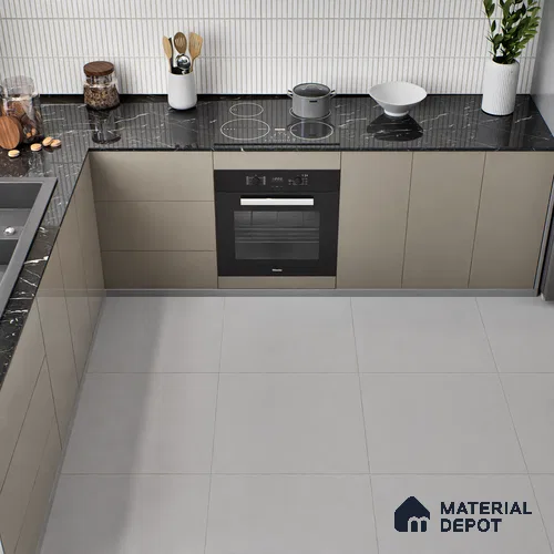Plain Wall & Floor Tile TL 00569 Smoky Grey 2 ft x 2 ft Matte Finish Vitrified Tile - 9.5 mm | Suitable For Bathroom, Living Room, Balcony