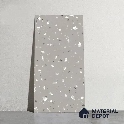 Terrazzo Floor & Wall Tile | TL 06318 Smoky Grey | 4 ft x 2 ft Matte Finish Vitrified Tile - 9 mm | Suitable For Living Room, Bedroom, Bathroom (Sample)