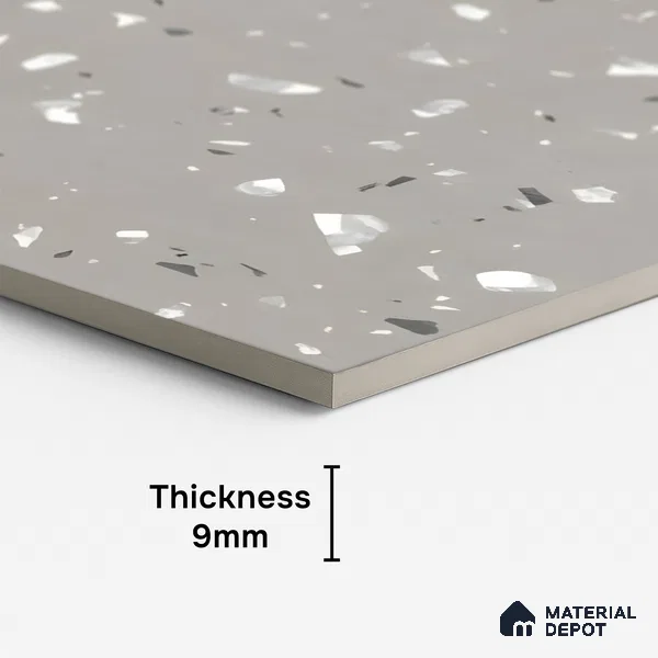 Terrazzo Floor & Wall Tile | TL 06318 Smoky Grey | 4 ft x 2 ft Matte Finish Vitrified Tile - 9 mm | Suitable For Living Room, Bedroom, Bathroom (Sample)