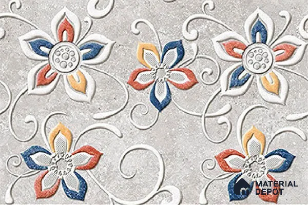 TL 01886 D Whitish Grey Highlighter 2 18 x 12 inch Glossy Finish Ceramic Wall Tile - 6 mm