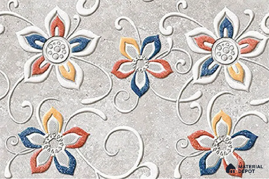 TL 01886 D Whitish Grey Highlighter 2 18 x 12 inch Glossy Finish Ceramic Wall Tile - 6 mm