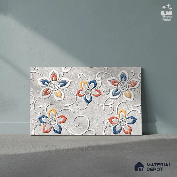 TL 01886 D Whitish Grey Highlighter 2 18 x 12 inch Glossy Finish Ceramic Wall Tile - 6 mm