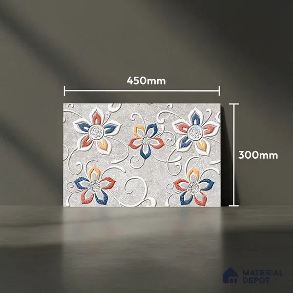 TL 01886 D Whitish Grey Highlighter 2 18 x 12 inch Glossy Finish Ceramic Wall Tile - 6 mm