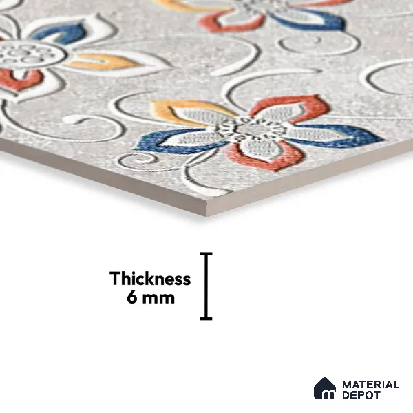 TL 01886 D Whitish Grey Highlighter 2 18 x 12 inch Glossy Finish Ceramic Wall Tile - 6 mm