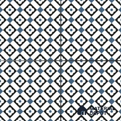 Moroccan Wall & Floor Tile TL 01441 Snow White & Eerie Black 2 ft x 2 ft Matte Finish Vitrified Tile - 9 mm | Suitable For Kitchen, Bathroom, Dining Area | Please Expect a Slight Variation of Pattern (Sample)
