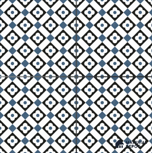 Moroccan Wall & Floor Tile TL 01441 Snow White & Eerie Black 2 ft x 2 ft Matte Finish Vitrified Tile - 9 mm | Suitable For Kitchen, Bathroom, Dining Area | Please Expect a Slight Variation of Pattern (Sample)