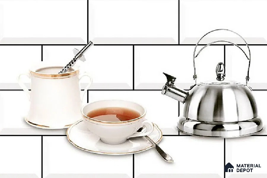 TL 01944 B Ice White & Silver Highlighter 1 18 x 12 inch Glossy Finish Ceramic Wall Tile - 6 mm
