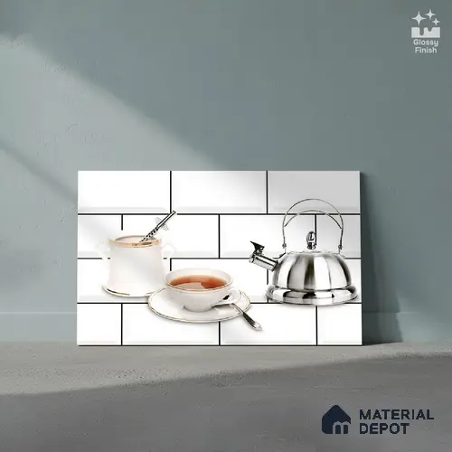 TL 01944 B Ice White & Silver Highlighter 1 18 x 12 inch Glossy Finish Ceramic Wall Tile - 6 mm