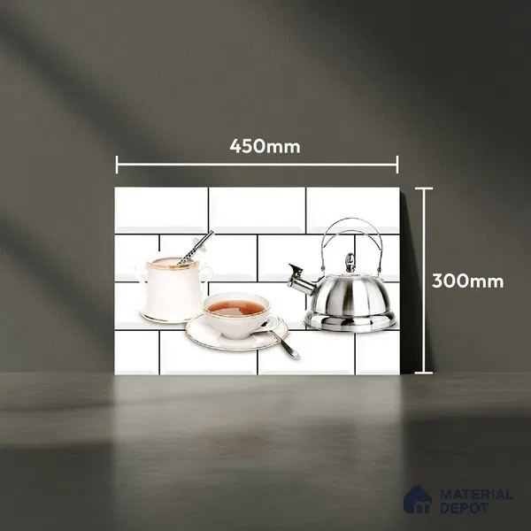TL 01944 B Ice White & Silver Highlighter 1 18 x 12 inch Glossy Finish Ceramic Wall Tile - 6 mm