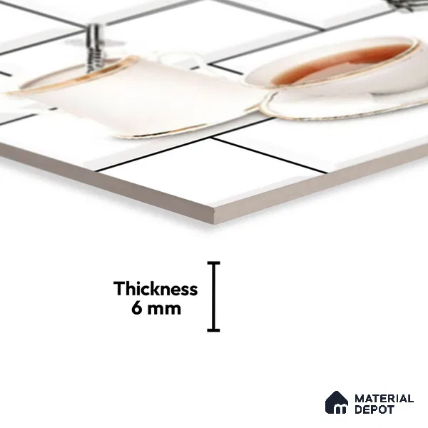 TL 01944 B Ice White & Silver Highlighter 1 18 x 12 inch Glossy Finish Ceramic Wall Tile - 6 mm