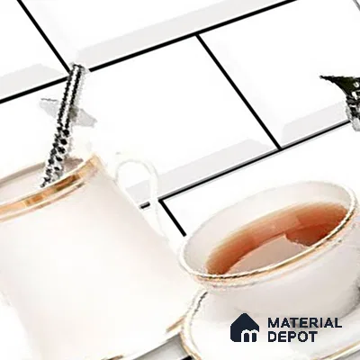 TL 01944 B Ice White & Silver Highlighter 1 18 x 12 inch Glossy Finish Ceramic Wall Tile - 6 mm