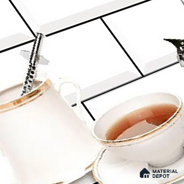 TL 01944 B Ice White & Silver Highlighter 1 18 x 12 inch Glossy Finish Ceramic Wall Tile - 6 mm