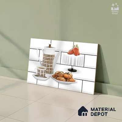 TL 01944 C Ice White & Brown Highlighter 2 18 x 12 inch Glossy Finish Ceramic Wall Tile - 6 mm
