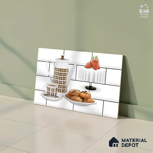 TL 01944 C Ice White & Brown Highlighter 2 18 x 12 inch Glossy Finish Ceramic Wall Tile - 6 mm