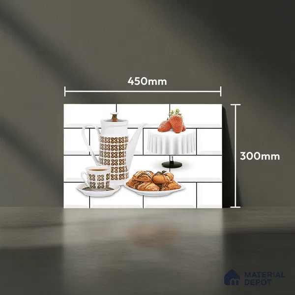 TL 01944 C Ice White & Brown Highlighter 2 18 x 12 inch Glossy Finish Ceramic Wall Tile - 6 mm