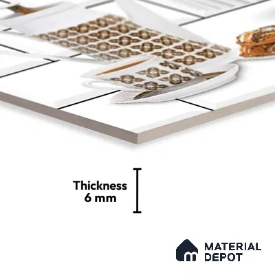 TL 01944 C Ice White & Brown Highlighter 2 18 x 12 inch Glossy Finish Ceramic Wall Tile - 6 mm