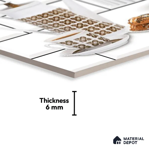 TL 01944 C Ice White & Brown Highlighter 2 18 x 12 inch Glossy Finish Ceramic Wall Tile - 6 mm
