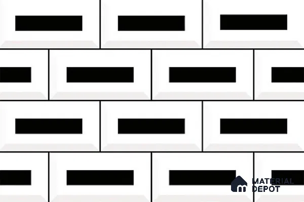 TL 01944 D Pearl White & Black Dark 18 x 12 inch Glossy Finish Ceramic Wall Tile - 6 mm