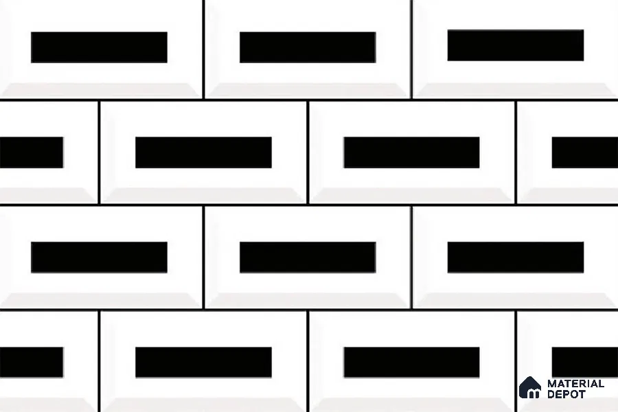 TL 01944 D Pearl White & Black Dark 18 x 12 inch Glossy Finish Ceramic Wall Tile - 6 mm