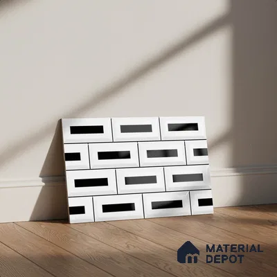 TL 01944 D Pearl White & Black Dark 18 x 12 inch Glossy Finish Ceramic Wall Tile - 6 mm