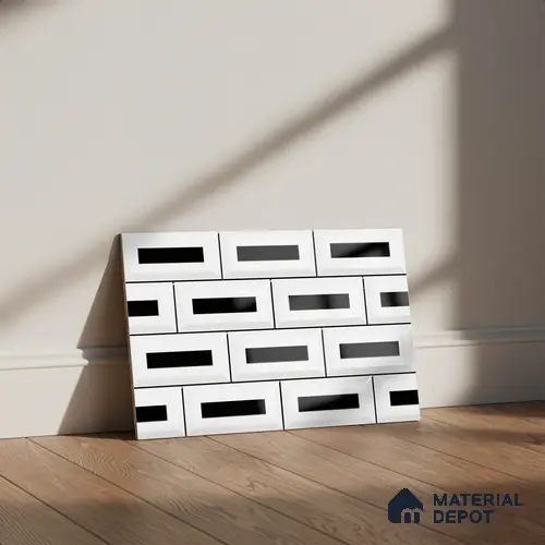 TL 01944 D Pearl White & Black Dark 18 x 12 inch Glossy Finish Ceramic Wall Tile - 6 mm